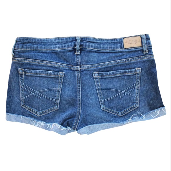 Women's Aeropostale 'Shorty' Dark Blue Navy Denim Cutoff Jean Shorts Size 6 - Picture 2 of 2